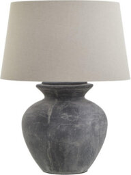 Wholesome Home Large Stone Table Lamp, Grey Distressed Base, Beige Linen Shade, 60 X 60 X 78 Cm - thumbnail 2
