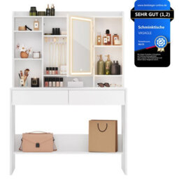 LEDREM Kailyn Collection - Dressing Table With Led Lights, 3 Colours, Vanity Desk With Mirror, Vanity Table With 2 Drawers, Makeup Desk - thumbnail 2