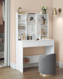 LEDREM Kailyn Collection - Dressing Table With Led Lights, 3 Colours, Vanity Desk With Mirror, Vanity Table With 2 Drawers, Makeup Desk - thumbnail 8