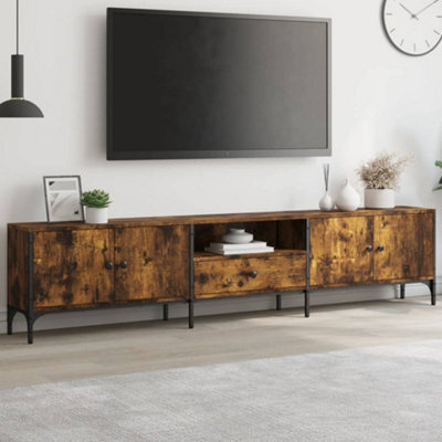 Walplus Tv Cabinet With Drawer Smoked Oak 200X25X44 Cm Engineered Wood - image 1