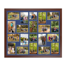 AK Frames 80X70Cm Rose Wood Modern Multi Photo Frame With Blue Mount - Holds 20 Apertures (18X) 6X4, (2X) 4X4 Photos - thumbnail 1