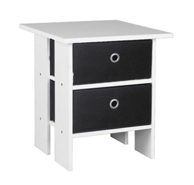 Urbn-Living Urbnliving Height 45Cm 2 Tier 2 Drawer White And Black Wooden Bedside Table - image 1