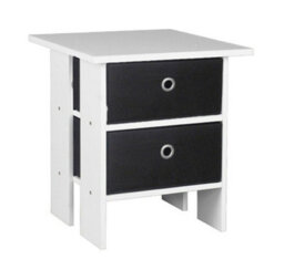 Urbn-Living Urbnliving Height 45Cm 2 Tier 2 Drawer White And Black Wooden Bedside Table