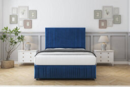 "Comfort The Foxy Navy Plush Divan Bed Set 4 Drawers - 26"" Strutted & 12"" Footboard 4' Small Double"