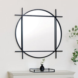 Melody Maison Large Round Black Wall Mirror 97Cm X 97Cm - thumbnail 1