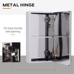 Homcom Wall Mounted Bathroom Mirror Glass Storage Cabinet Stainless Steel - thumbnail 6