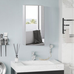 Homcom Wall Mounted Bathroom Mirror Glass Storage Cabinet Stainless Steel