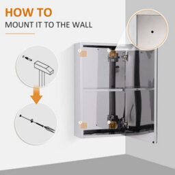 Homcom Wall Mounted Bathroom Mirror Glass Storage Cabinet Stainless Steel - thumbnail 8
