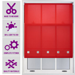 Red Daylight Roller Blind With Chrome Square Eyelets Free Cut Service By Furnished - (W)120Cm X (L)165Cm