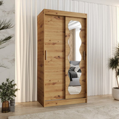 Arte Rustic Oak Artisan Spoti Sliding Door Wardrobe 1000mm X 2000mm X 620mm - Timeless Storage Solution - image 1