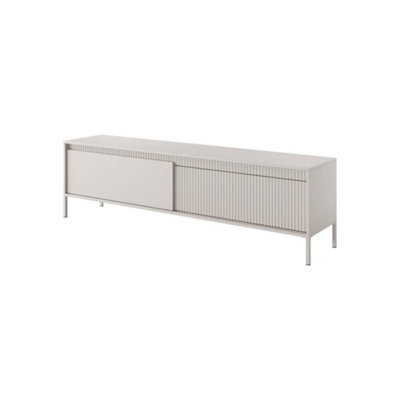 Arte Senne Modern Large Tv Cabinet (H)530mm (W)1870mm (D)400mm - Beige Matt With Trendy Fluted Fronts - image 1