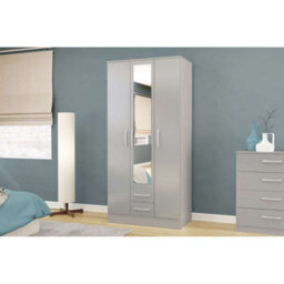 Birlea Lynx 3 Door 2 Drawer Wardrobe With Mirror Grey - thumbnail 1