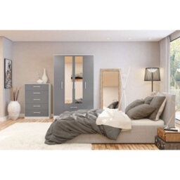 Birlea Lynx 3 Door 2 Drawer Wardrobe With Mirror Grey - thumbnail 5