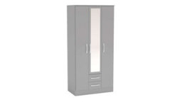 Birlea Lynx 3 Door 2 Drawer Wardrobe With Mirror Grey - thumbnail 8
