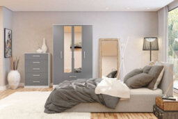 Birlea Lynx 3 Door 2 Drawer Wardrobe With Mirror Grey - thumbnail 7