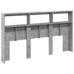 Berkfield Headboard Cabinet With Led Concrete Grey 180X17X102 Cm - thumbnail 8