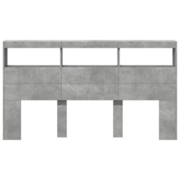 Berkfield Headboard Cabinet With Led Concrete Grey 180X17X102 Cm - thumbnail 6