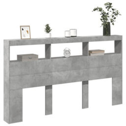 Berkfield Headboard Cabinet With Led Concrete Grey 180X17X102 Cm - thumbnail 5