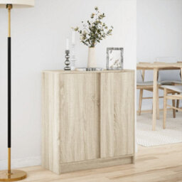 Berkfield Sideboard With Led Sonoma Oak 77X34X85 Cm Engineered Wood - thumbnail 4