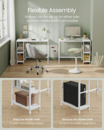 Songmics Vasagle Computer Desk, Writing Desk With 2 Shelves On Left Or Right, Work Table For Office Living Room,modern, Maple White - thumbnail 4