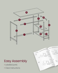 Songmics Vasagle Computer Desk, Writing Desk With 2 Shelves On Left Or Right, Work Table For Office Living Room,modern, Maple White - thumbnail 5
