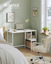 Songmics Vasagle Computer Desk, Writing Desk With 2 Shelves On Left Or Right, Work Table For Office Living Room,modern, Maple White - thumbnail 3