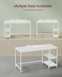 Songmics Vasagle Computer Desk, Writing Desk With 2 Shelves On Left Or Right, Work Table For Office Living Room,modern, Maple White - thumbnail 6