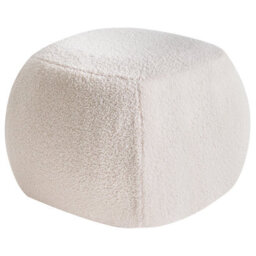 Wyld And Coco Glamnest Off-White Bouclé Square Pouffe Footstool W50 X D50 X H33Cm - thumbnail 1