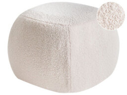 Wyld And Coco Glamnest Off-White Bouclé Square Pouffe Footstool W50 X D50 X H33Cm - thumbnail 3