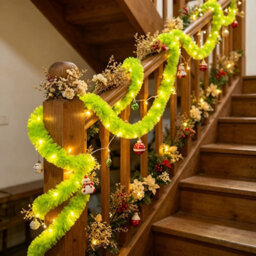 Amorly Christmas Led Wreath String Lights 3M 30Led Battery Powered Green Decorative Ribbon Lights For Christmas Party Home Balcony Window - thumbnail 7