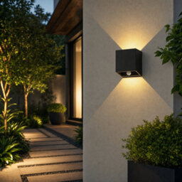 Modern Outdoor Led Wall Light With Pir Motion Sensor - 10W Up Down Black - thumbnail 1