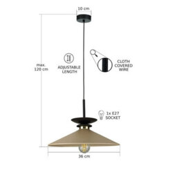 Luminosa Lighting Luminosa Velutto Dome Pendant Ceiling Light Beige 1X E27 - thumbnail 3