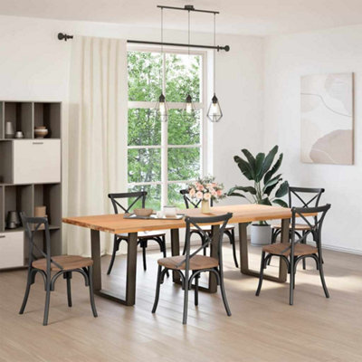 Berkfield Modern Dining Table Legs V-Shape 3 Pcs Natural Steel 80X(72-73.3) Cm Steel