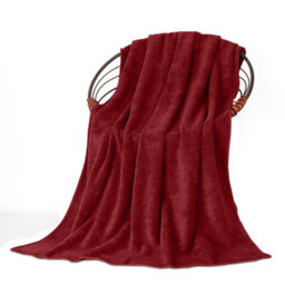 Oxford Homeware Reversible Throw Blanket Soft Warm & Sofa, Bed Fleece Throw, Burgundy (Double 150X200Cm)
