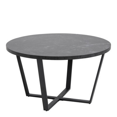 Furniture To Go Amble Round Coffee Table With Black Marble Melamine Top & Black Legs - image 1