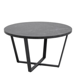 Furniture To Go Amble Round Coffee Table With Black Marble Melamine Top & Black Legs - thumbnail 1