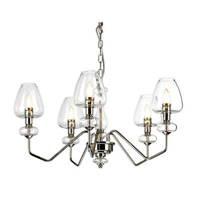 Elegant 5 Bulb Chandelier With Polished Nickel Finish And Clear Glass Shades - image 1