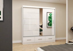 Arte Black Gloss Sliding Wardrobe With Mirror 203Cm - Bold, Organised Living - thumbnail 4