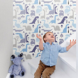 Grandeco Dinosaur Nursery Textured Wallpaper Blue - thumbnail 2