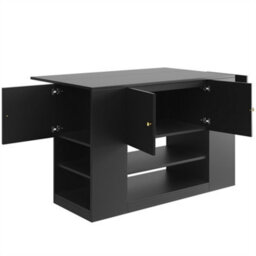 Abrihome Modern Kitchen Island, Sideboard, Kitchen Cabinet With Drawers And Shelves, Sideboard For Kitchen & Dining Room, Black - thumbnail 8