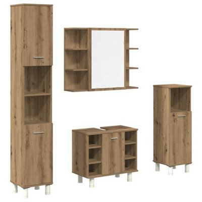 Berkfield Durable 4 Piece Bathroom Furniture Set Artisan Oak Engineered Wood - image 1