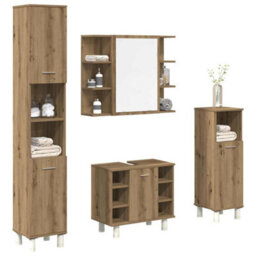 Berkfield Durable 4 Piece Bathroom Furniture Set Artisan Oak Engineered Wood - thumbnail 2