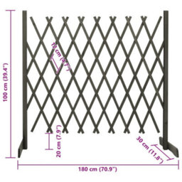 Vidaxl Garden Trellis Fence Grey 180X100 Cm Solid Firwood - thumbnail 7