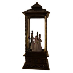 Samuel Alexander 27Cm Premier Glitter Water Spinner Led Lantern Christmas Decoration With Snowman Scene - thumbnail 6