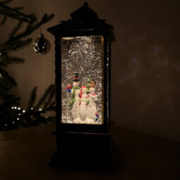 Samuel Alexander 27Cm Premier Glitter Water Spinner Led Lantern Christmas Decoration With Snowman Scene - thumbnail 8