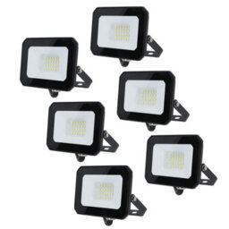 AB Tools 20 Watt Led Mini Floodlight Garden Lighting 1600 Lumens Ip65 + Bracket 6Pc