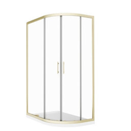 Nes Home Rh 1200 X 800mm Offset Brushed Brass Framed Quadrant Shower Enclosure  & Tray - thumbnail 5