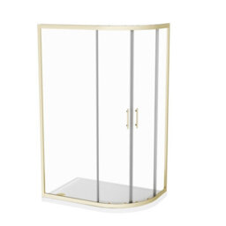 Nes Home Rh 1200 X 800mm Offset Brushed Brass Framed Quadrant Shower Enclosure  & Tray - thumbnail 4