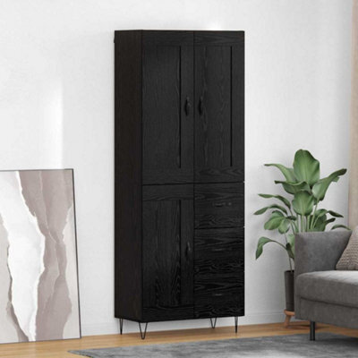 Walplus Highboard Black Oak 69.5 X 34 X 180 Cm Engineered Wood - image 1