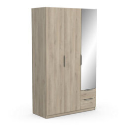 FurniComp LTD Furnicomp Chicago 3 Door 2 Drawer Oak Effect 120Cm Mirrored Triple Wardrobe - thumbnail 6